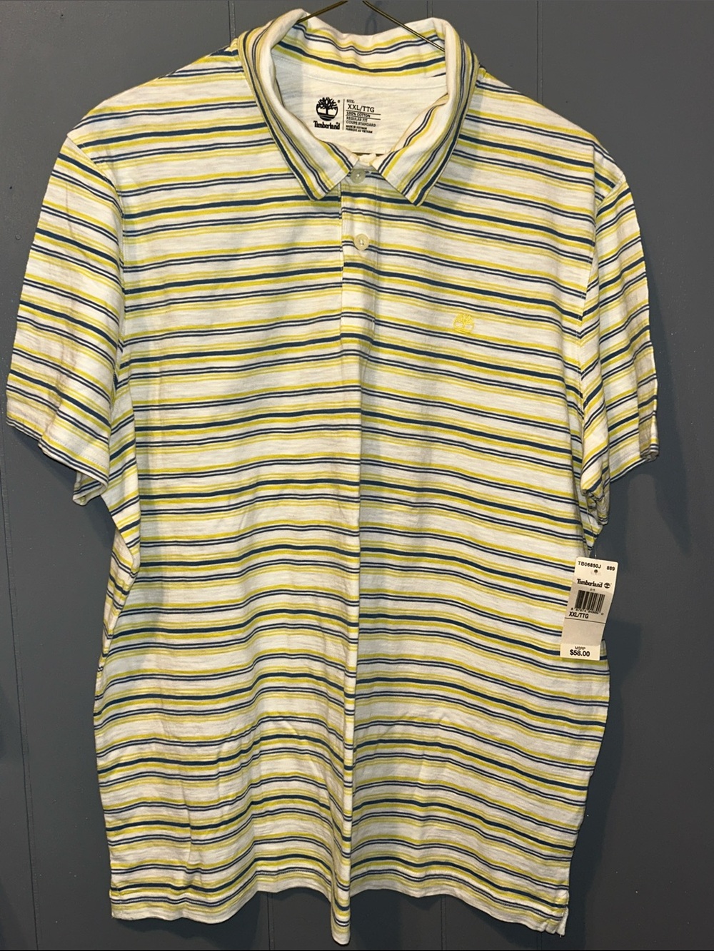Timberland Men’s Yellow, Blue & White Striped Polo